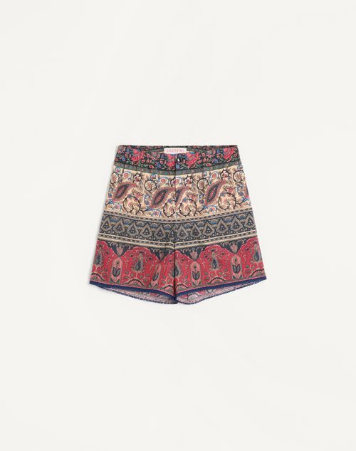 Valentino - Cotton Muslin Bermuda Shorts With Voyage Imaginaire Print And Passementerie Trim - Multicolor - Man - Ready To Wear