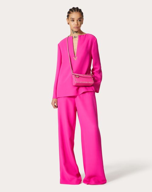 Valentino Garavani - Small Rockstud Grainy Calfskin Crossbody Bag - Pink Pp - Woman - Mini Bags