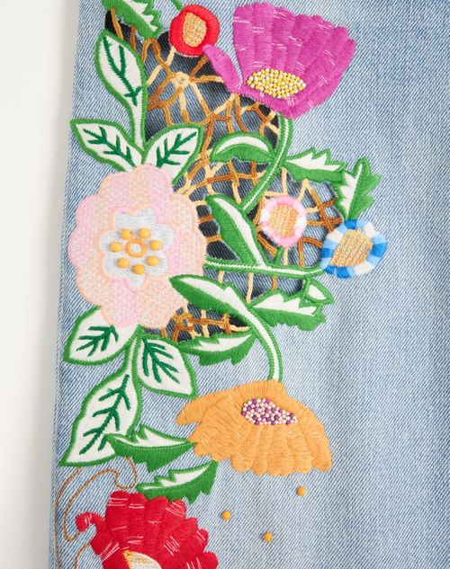 Valentino - Embroidered Denim Pants - Denim/multicolour - Woman - Denim