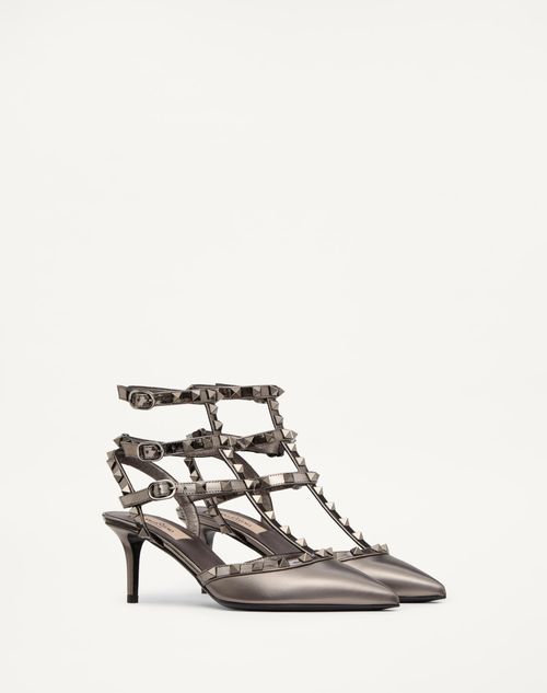 Valentino Garavani - Rockstud Pumps With Laminated Nappa Straps And Tone-on-tone Studs 65mm - Anthracite - Woman - Woman Sale