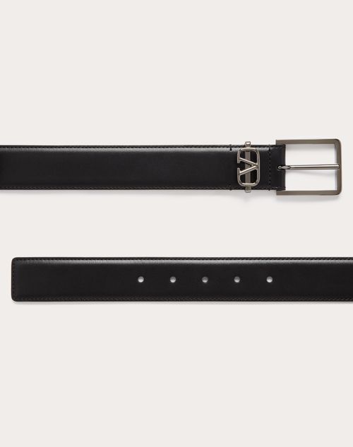 Mini Vlogo Signature Calfskin Belt 35mm for Man in Black | Valentino HK