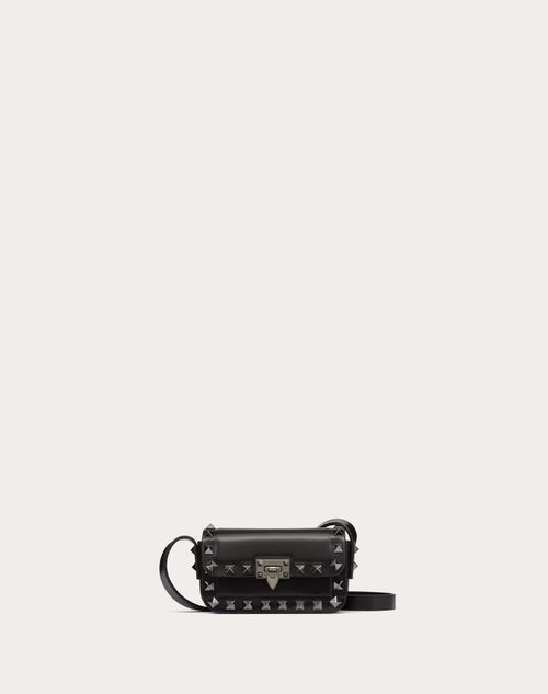 Valentino Garavani - Micro Rockstud23 Shoulder Bag In Smooth Calfskin - Black - Woman - Bags