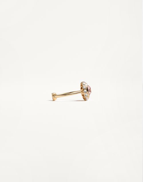 Valentino Garavani - Vlogo Signature Ring Aus Metall, Emaille Und Kristallen - Gold/rosa - Frau - Schmuck Und Uhren