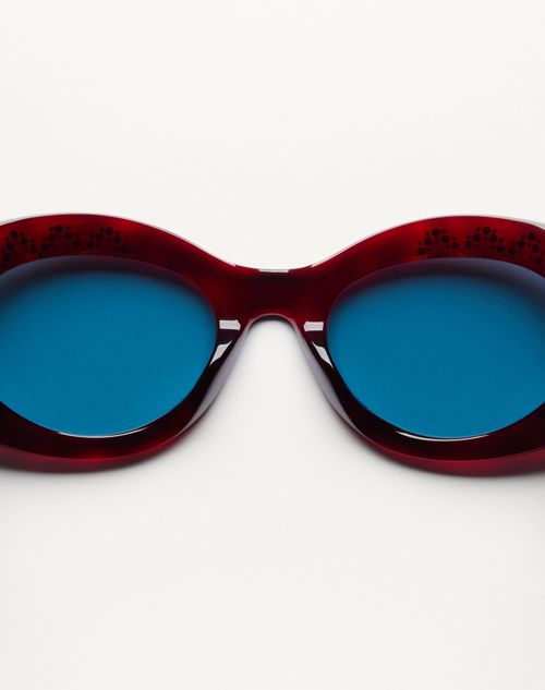 Valentino - Occhiale Ovale In Acetato - Havana/blu - Donna - Occhiali