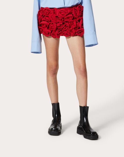 VLogo wool-blend crêpe skort in red - Valentino