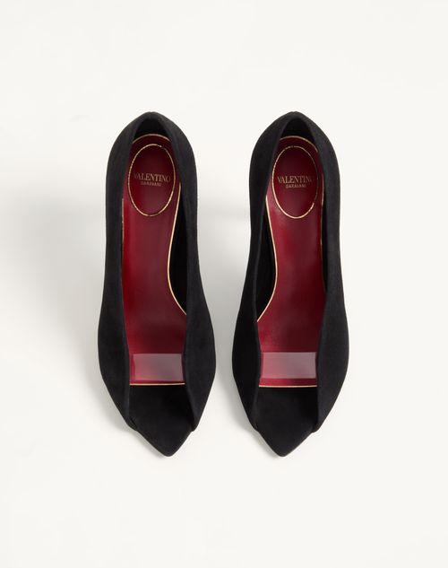 Valentino Garavani - Open Toe Révélé Suede Pumps 105mm - Black - Woman - Pumps