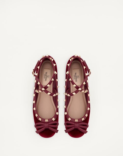 Rockstud Velvet Ballerina for Woman in Black | Valentino US Rockstud Velvet Ballerina for Woman in Black | Valentino US