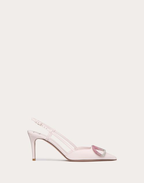 Valentino Garavani - Vlogo Signature Décolleté Calfskin Slingback With Degradé Crystals 80mm - Mauve - Woman - Shoes