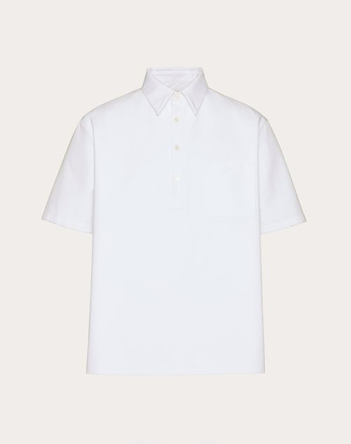 Valentino - Cotton Poplin Polo Shirt Laminated With Cotton - White - Man - Shirts