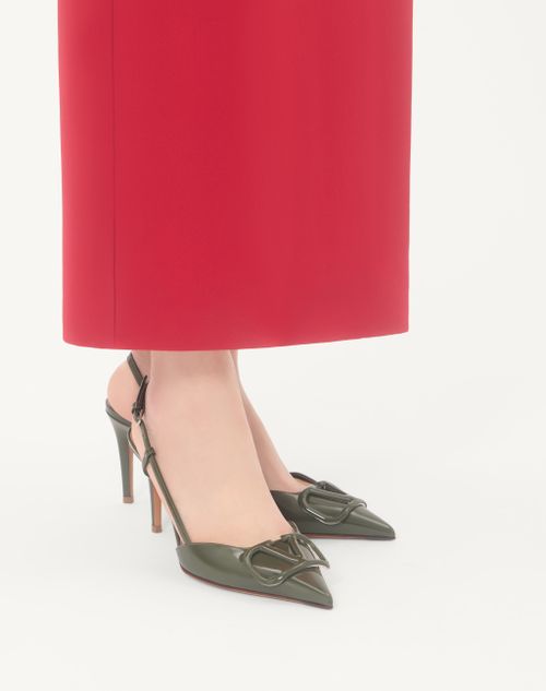 Valentino Garavani - Vlogo Signature Patent Leather Slingback Pump 80mm - Military Green - Woman - Pumps