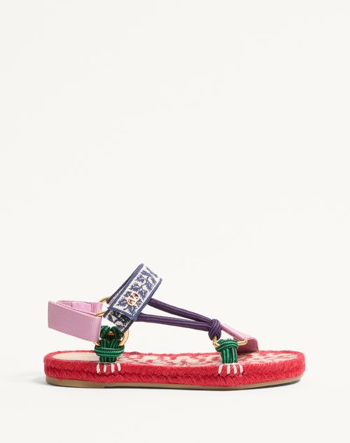Valentino Garavani - Lake Powell Sandal With Grape Embroidery 20mm - Multicolour - Woman - Espadrilles And Wedges