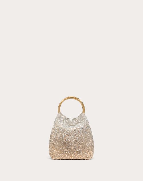 Valentino Garavani Carry Secrets Small Embroidered Bucket Bag for Woman in Hazelnut crystal gold Valentino IE