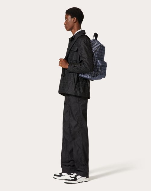 Valentino Garavani - Toile Iconographe Backpack In Denim-effect Jacquard Fabric - Denim/black - Man - Gifts For Him