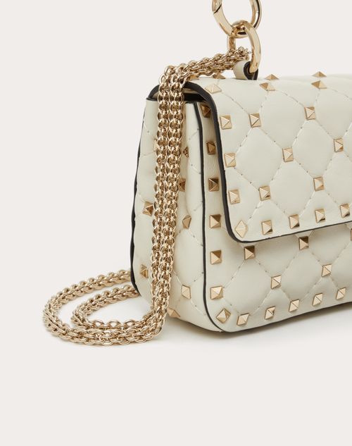 Small Nappa Rockstud Spike Bag for Woman in Light Ivory | Valentino SE