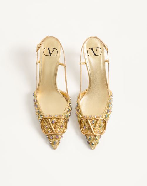Valentino Garavani - Vlogo Signature Slingback Pumps With Bead And Crystal Embroidery 80mm - Multicolor - Woman - Pumps And Slingbacks