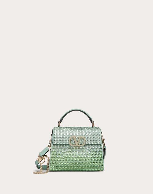 Valentino Garavani - Mini Vsling Handbag With Rhinestones - Aquamarine - Woman - Top Handle Bags