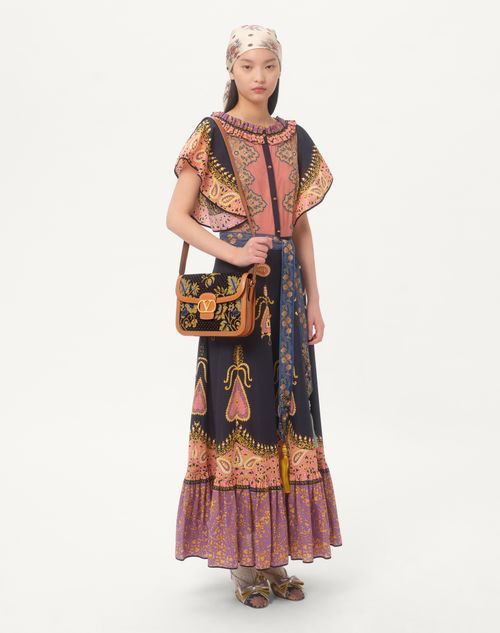 Valentino Garavani - Valentino Garavani 9to5 Jacquard Shoulder Bag With Floral Pattern - Multicolour/camel - Woman - Shoulder Bags