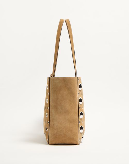 Valentino Garavani - Valentino Garavani Nellcôte Large Suede Shopping Bag - Havana Beige - Man - Totes
