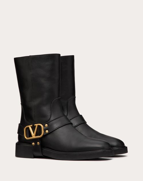 Valentino Garavani - 브이로고 시그니처 송아지 가죽 앵클 부츠 30mm - 블랙 - 여성 - Boots&booties - Shoes