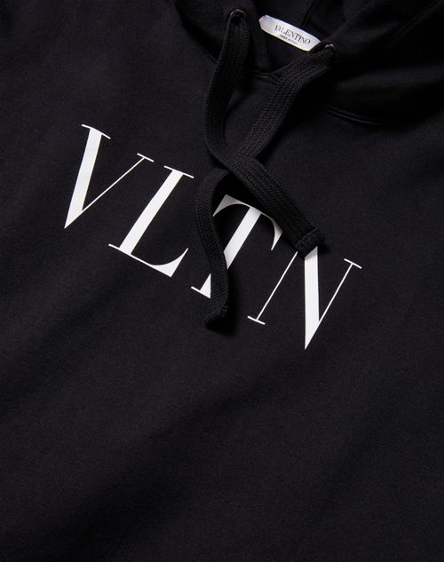 Hooded Sweatshirt With Vltn Print for Man in Black Valentino US