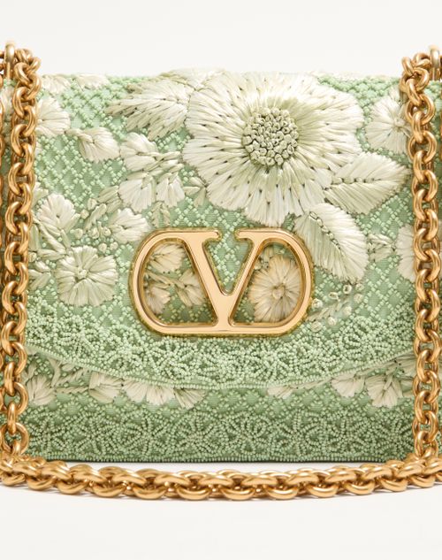 Valentino Garavani - Borsa A Spalla Media Valentino Garavani Vain Ricamata - Verde Chiaro - Donna - Borse A Spalla