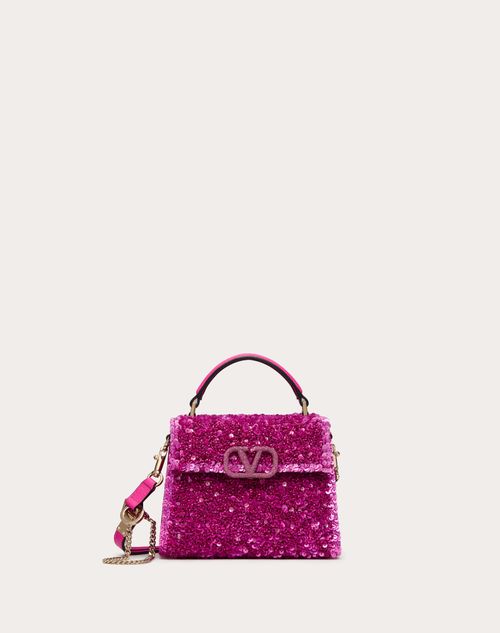 Valentino Garavani - Mini Vsling Embroidered Handbag - Pink Pp - Woman - Top Handle Bags