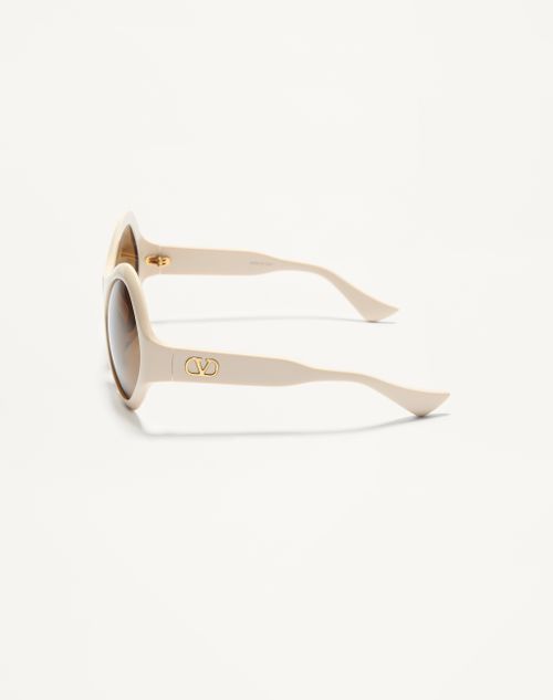 Valentino - Round Acetate Eyewear - Ivory/brown - Unisex - Eyewear