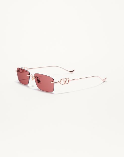 Valentino - Rectangular Metal Eyewear - Gold/brown - Unisex - Eyewear