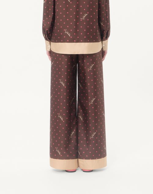 Valentino - Stelline Firma Starry Twill Pants - Chocolate/beige - Woman - Trousers And Shorts