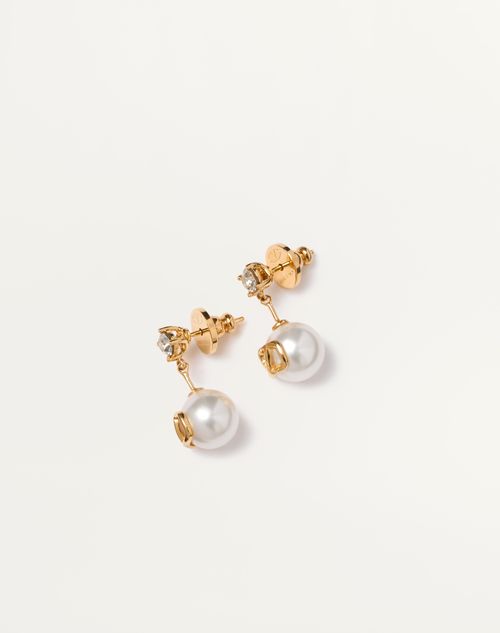 Valentino Garavani - Vロゴ シグネチャー メタル X スワロフスキー®クリスタル X レジンパール ピアス - ゴールド - ウィメンズ - ジュエリー