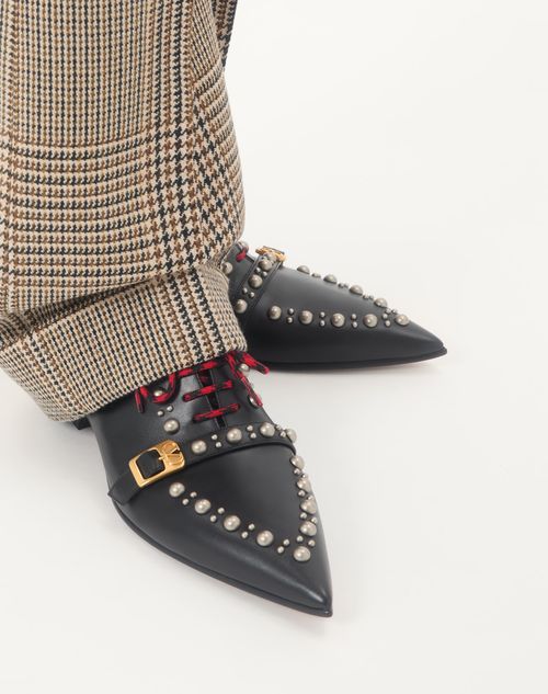 Valentino Garavani - Derby Mockers In Calfskin - Black - Man - Lace-ups
