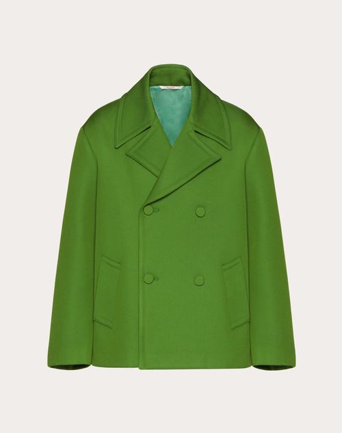 Caban En Laine Technique pour Homme en Vert Valentino MC