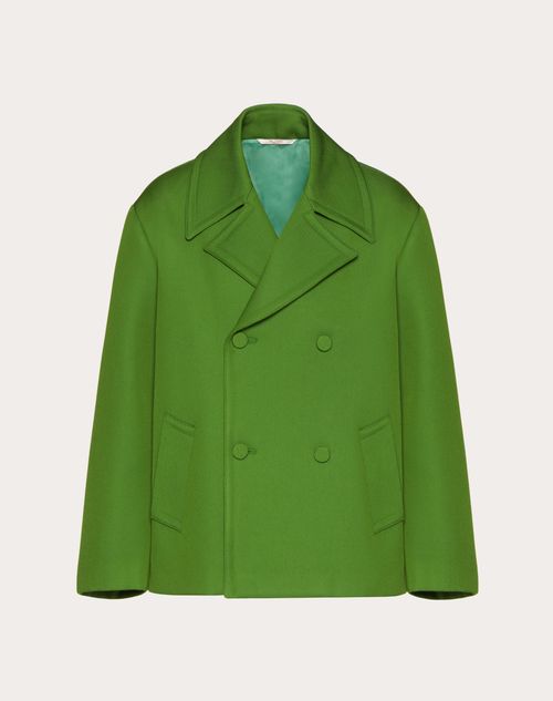 Valentino - Technical Wool Peacoat - Green - Man - Outerwear