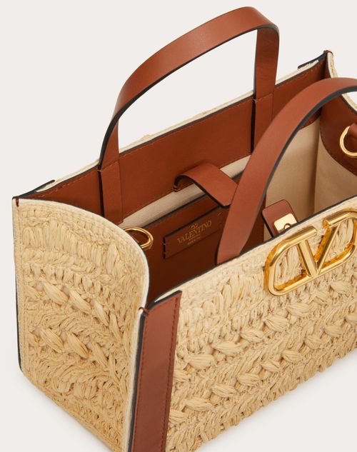 Vlogo Signature Handbag With Raffia Embroidery for Woman in