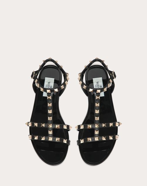Valentino Garavani - Rockstud Flat Rubber Sandal - Black - Woman - Rubber Sandals