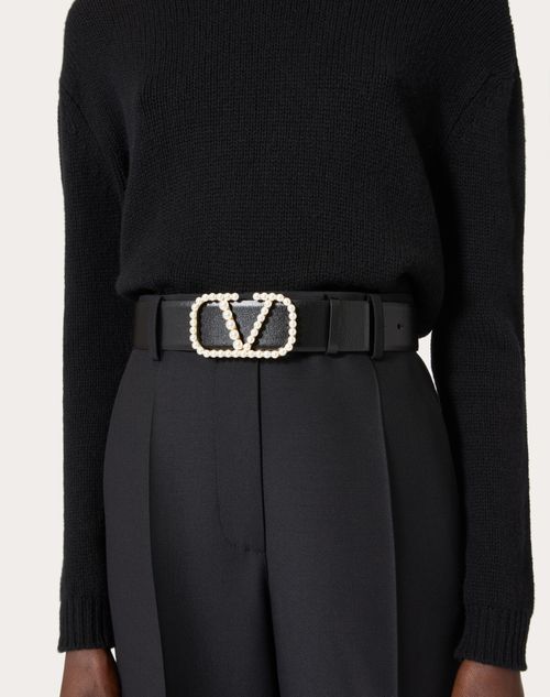 Valentino VLOGO SIGNATURE REVERSIBLE BELT IN SHINY AND METALLIC