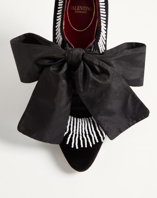 Valentino Garavani - Rockocò Velvet Ankle Boot With Beaded Embroidery 105mm - Black - Woman - Boots And Ankle Boots
