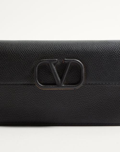 VALENTINO Vロゴシグネチャーチェーン ウォレット 美品 Vロゴ シグネチャー グレインカーフスキン チェーンウォレット
