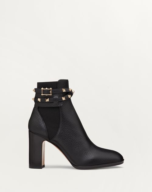 Valentino Garavani - Rockstud Grainy Calfskin Ankle Boot 90 Mm - Black - Woman - Boots