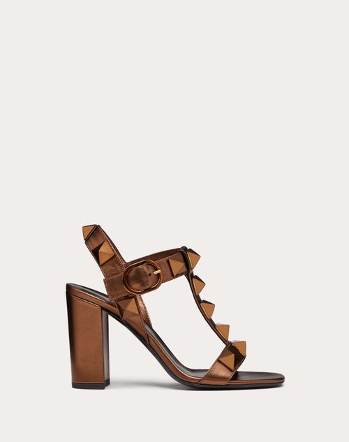 Valentino Garavani - Roman Stud Metallic Nappa Leather And Matching Stud Sandal 90mm - Bronze - Woman - Sandals