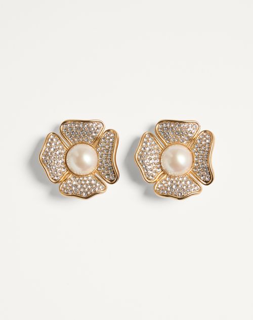 Valentino Garavani - San Fin Metal Earrings With Swarovski® Crystals And Pearls - Gold - Woman - Fashion Jewelry