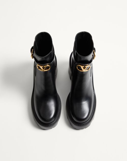 Valentino Garavani - Vlogo Signature Calfskin Beatle 90mm - Black - Woman - Boots