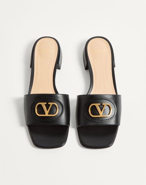 Valentino Garavani - Vlogo Signature Slide Sandal In Calfskin 20mm - Black - Woman - Slides And Thongs