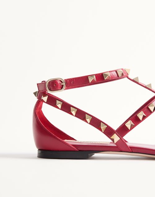 Valentino Garavani - Rockstud Kidskin Ballerinas - Red - Woman - Ballerinas
