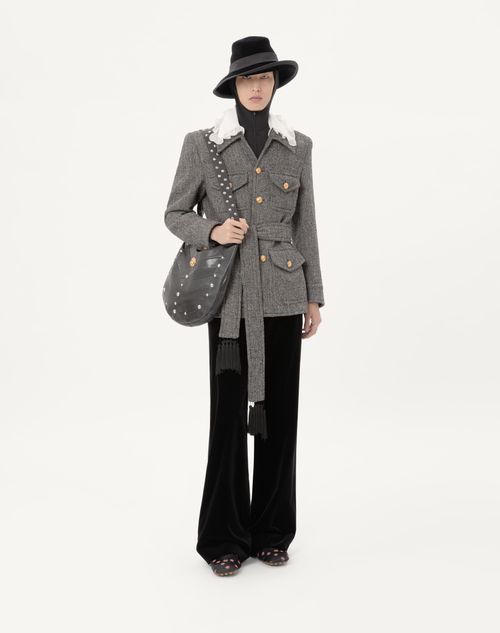Valentino - Valentino Boutonné Wool Safari Jacket With Belt - Grey - Man - Coats And Blazers