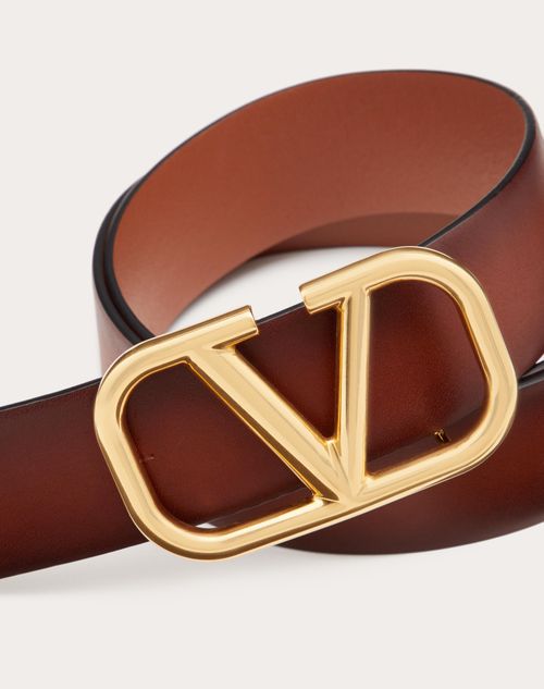 Valentino Garavani - Vlogo Signature Buffered Leather Belt - Cognac - Man - Belts