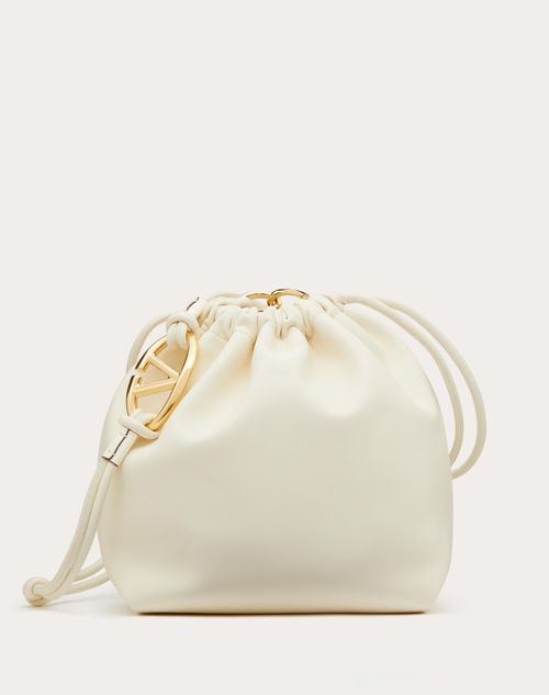 Valentino Garavani - Bolso Tipo Sobre Vlogo Pouf De Cuero Napa - Marfil - Mujer - Bolsos De Hombro