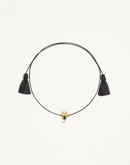Valentino Garavani - Gardienne Hair Accessory And Necklace In Metal, Crystal And Rope With Tassel - Antique Brass/black - Woman - Fashion Jewelry