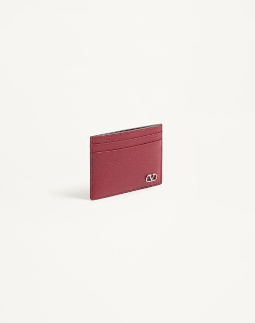 Valentino Garavani - Valentino Garavani Vlogo Signature Cardholder In Grainy Calfskin - Red - Man - Wallets And Small Leather Goods