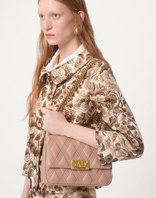 Valentino Garavani - Valentino Garavani Quiltie 67 Medium Shoulder Bag In Quilted Nappa Leather - Rose Cannelle - Woman - Valentino Garavani Quiltie 67